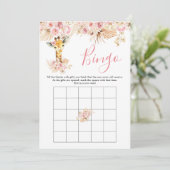 Blush Roze Boho Giraffe Baby shower Bingogame Kaart (Staand voorkant)