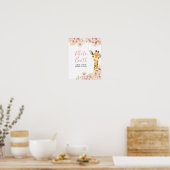 Blush Roze Boho Giraffe Baby shower Fotocabine Poster (Keuken)