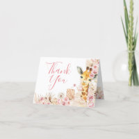 Blush Roze Boho Giraffe Baby shower Gevouwen Kaart