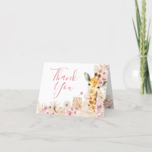 Blush Roze Boho Giraffe Baby shower Gevouwen Kaart