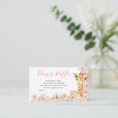 Blush Roze Boho Giraffe Baby shower Luier Raffle Informatiekaartje (Staand voorkant)