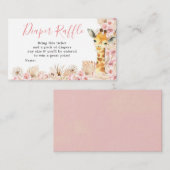 Blush Roze Boho Giraffe Baby shower Luier Raffle Informatiekaartje (Voorkant / Achterkant)