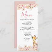 Blush Roze Boho Giraffe Baby shower Menu Kaart (Voorkant / Achterkant)