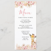 Blush Roze Boho Giraffe Baby shower Menu Kaart (Voorkant)