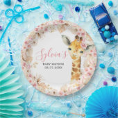 Blush Roze Boho Giraffe Baby shower Papier Bord (Feest)