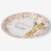 Blush Roze Boho Giraffe Baby shower Papier Bord (Gekanteld)