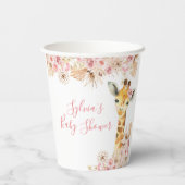 Blush Roze Boho Giraffe Baby shower papier Cup Papieren Bekers (Achterkant)