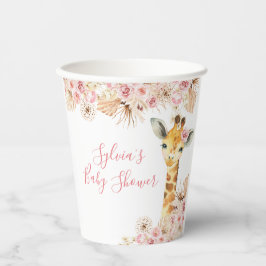 Blush Roze Boho Giraffe Baby shower papier Cup Papieren Bekers