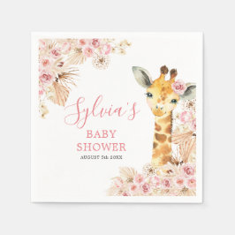 Blush Roze Boho Giraffe Baby shower Papier Servet