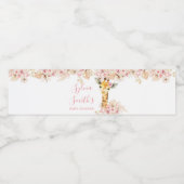 Blush Roze Boho Giraffe Baby shower Waterfles Etiket (Enkel label)