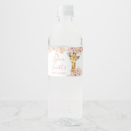 Blush Roze Boho Giraffe Baby shower Waterfles Waterfles Etiket