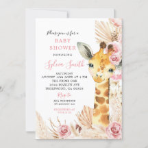 Blush Roze Boho Giraffe Meisje Baby shower