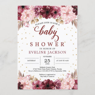 Blush roze boho girl baby shower kaart
