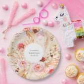 Blush roze boho pampas grasbloempatroon  papieren bordje (Feest)