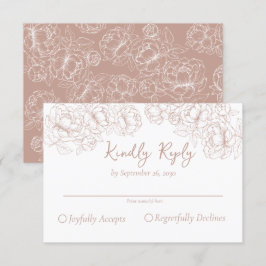 Blush Roze  Boho Romantische Bloemen Huwelijk RSVP Kaartje