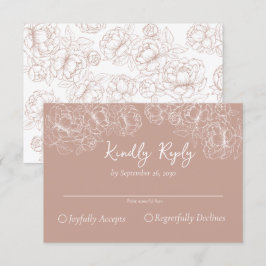 Blush Roze  Boho Romantische Bloemen Huwelijk RSVP Kaartje