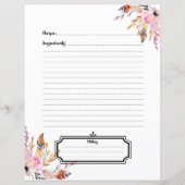 Blush roze boho veren wit recept vel insert (Achterkant)