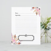 Blush roze boho veren wit recept vel insert (Staand voorkant)