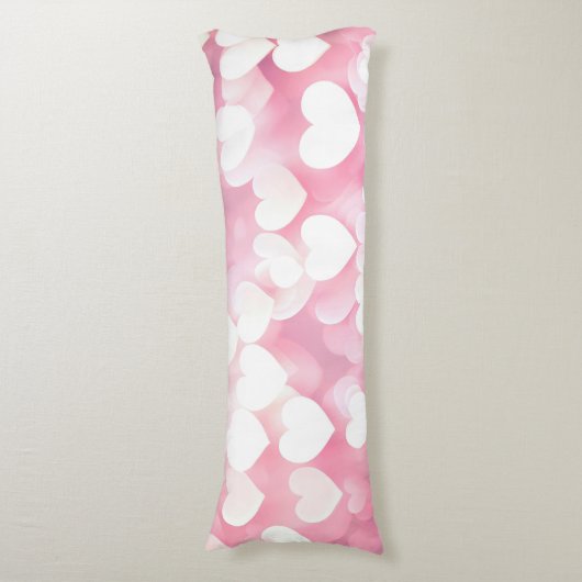 Blush roze bokeh harten lichaamskussen (Voorkant Verticaal)