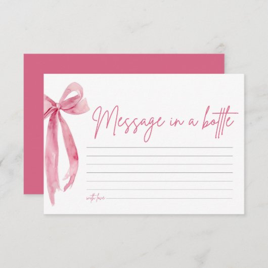 Blush roze boog bericht in een fles spel Kaart (Voorkant / Achterkant)