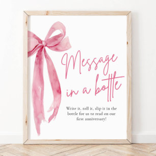 Blush roze boog bericht in een fles teken spel poster