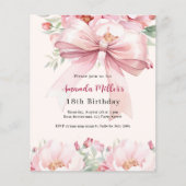 Blush roze boog bloemen crème verjaardag uitnodigi (Voorkant)