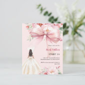 Blush roze boog bloemen jurk Sweet 16 uitnodiging (Staand voorkant)