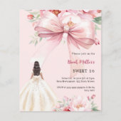 Blush roze boog bloemen jurk Sweet 16 uitnodiging (Voorkant)