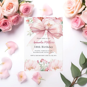 Blush roze boog bloemen verjaardag kaart