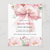Blush roze boog bloemen verjaardag uitnodiging (Voorkant)