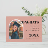 Blush Roze Boog Foto Congrats Afstuderen Aankondiging (Staand voorkant)