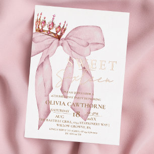 Blush Roze Boog Gouden Sweet 16 Folie Uitnodiging