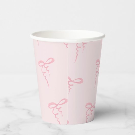 Blush roze boog patroon minimalistisch meisje baby papieren bekers (Rechts)