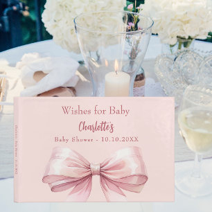 Blush roze boog wenst meisje Baby shower Gastenboek