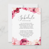 Blush Roze Bordeaux Bloemrijke Rand Trouwdatum Kaart (Voorkant)