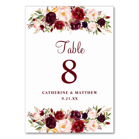 Blush roze bordeaux elegante bloemenbruiloft kaart (Achterkant)