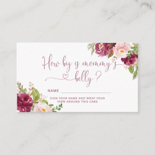 Blush roze bordeaux hoe groot is mama's buik informatiekaartje (Voorkant)