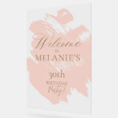 Blush Roze Borstel Moderne Stroke Verjaardag Welko Acryl Bord (Hoek)