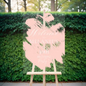 Blush Roze Borstel Moderne Stroke Verjaardag Welko Acryl Bord