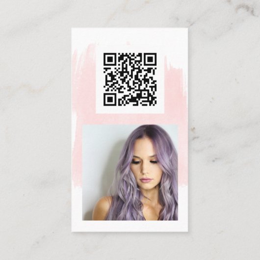 Blush roze borstelharen make-up foto logo qr code visitekaartje (Achterkant)