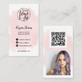 Blush roze borstelharen make-up foto logo qr code visitekaartje (Voorkant / Achterkant)