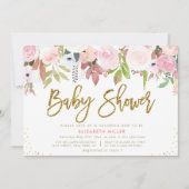 Blush roze botanische baby shower kaart (Voorkant)