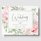 Blush Roze Botanische Bloemen Bruiloft Gastenboek (Voorkant)
