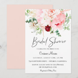 Blush Roze Botanische Bloemen Vrijgezellenfeest Kaart