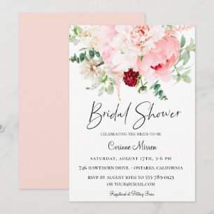 Blush Roze Botanische Bloemen Vrijgezellenfeest Kaart