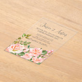 Blush roze botanische bruiloft acryl uitnodigingen (Laagn)