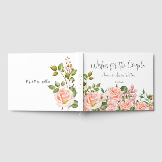 Blush roze botanische bruiloft gastenboek (Volledig)