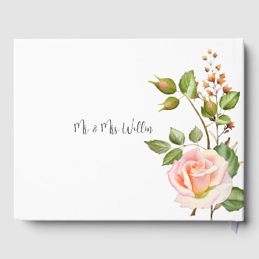 Blush roze botanische bruiloft gastenboek (Achterkant)