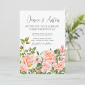 Blush roze botanische bruiloft kaart (Staand voorkant)