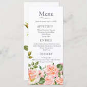 Blush roze botanische bruiloft menu (Voorkant / Achterkant)